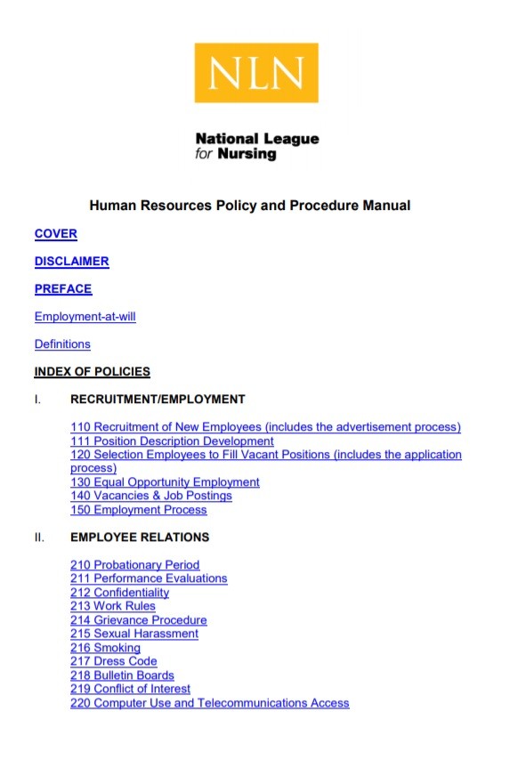 Human Resource Manual Format
