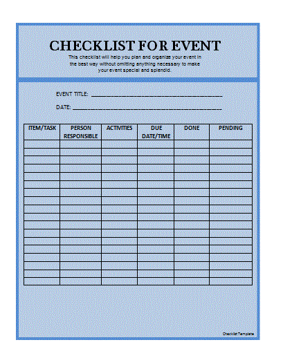 Checklist Manual Template