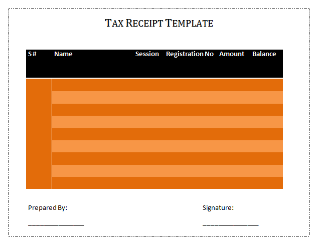 Tax Receipt Template