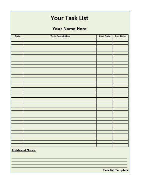 Task List Template