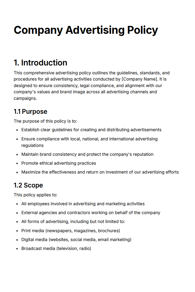 Company Advertising Policy Manual Template