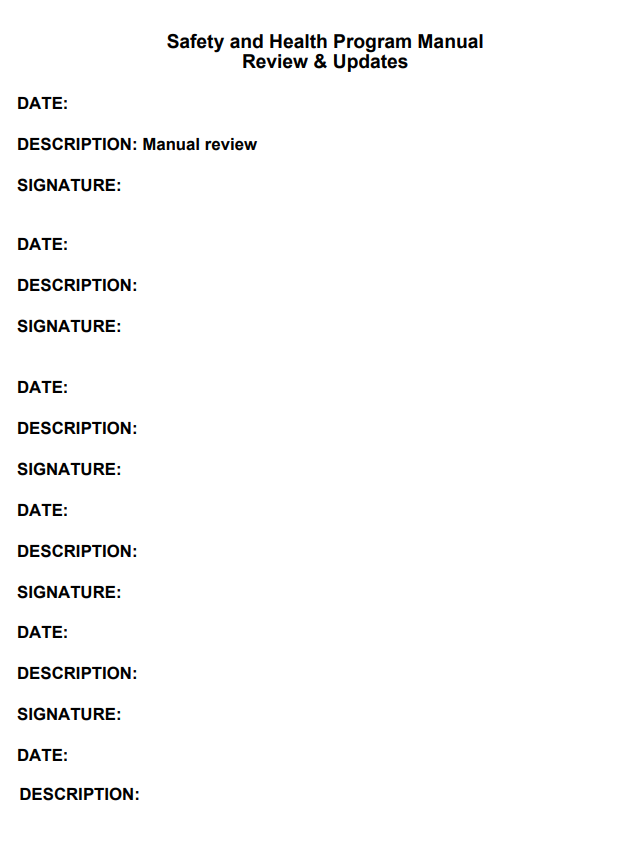 Occupational Safety Manual Template